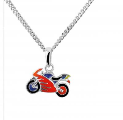 Zilveren ketting met motor